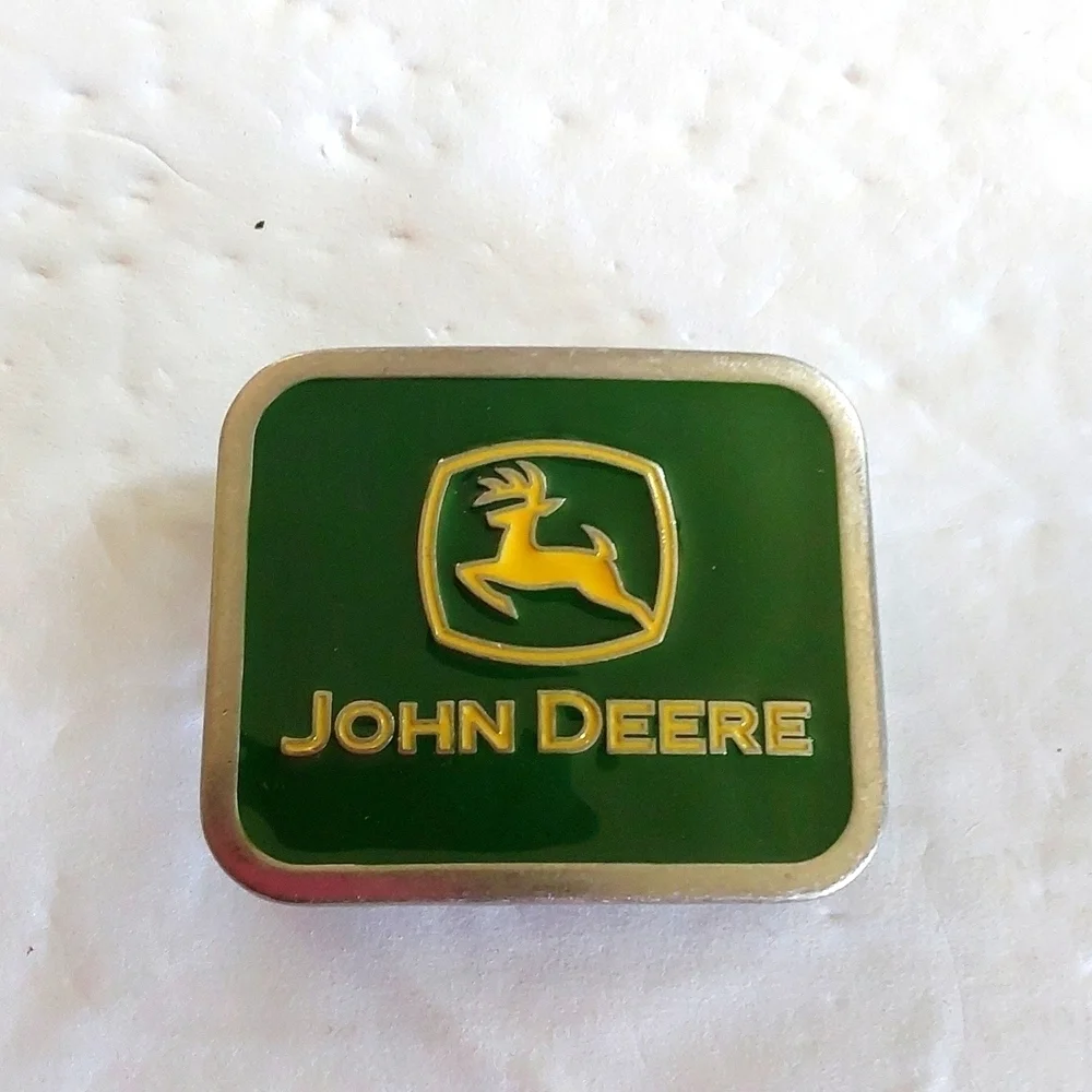 Vintage John Deere Belt Buckle Tractor Green / Silver